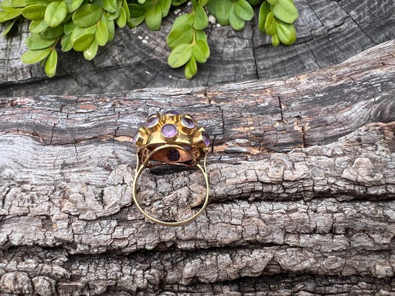Vintage 18k Gold Amethyst Sputnik Cocktail Ring - image 6