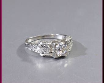 Vintage Diamond Engagement Ring Art Deco Diamond Engagement Ring with Old European Cut Diamond Platinum Wedding Ring - ER 527M