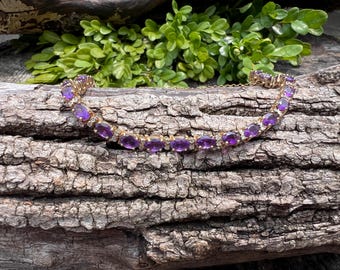 Vintage 14k Gold Amethyst Bracelet with Diamonds