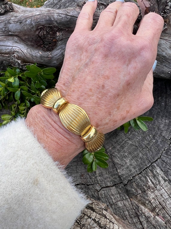 Wide Gold Bracelet, Chunky Wide Gold Bracelet, 19… - image 6