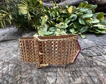 Gold Buckle Bracelet, Ruby Buckle Bracelet, Buckle Bracelet,