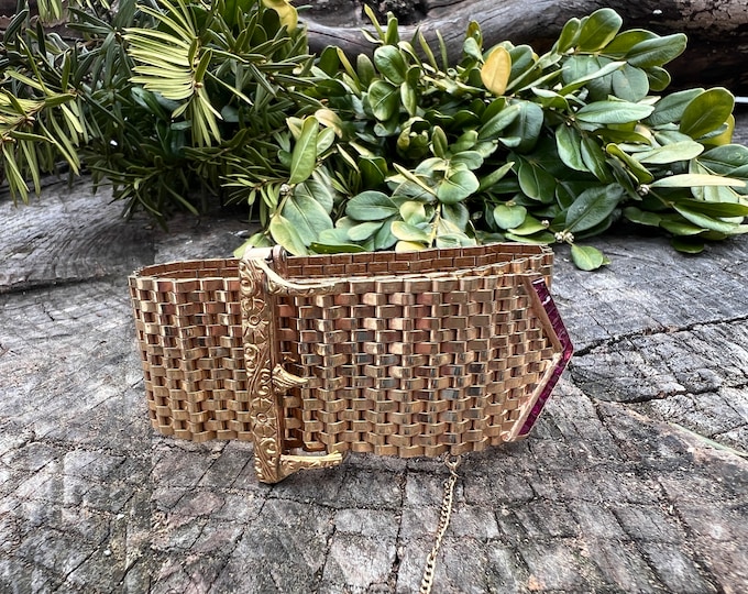 Gold Buckle Bracelet, Ruby Buckle Bracelet, Buckle Bracelet,