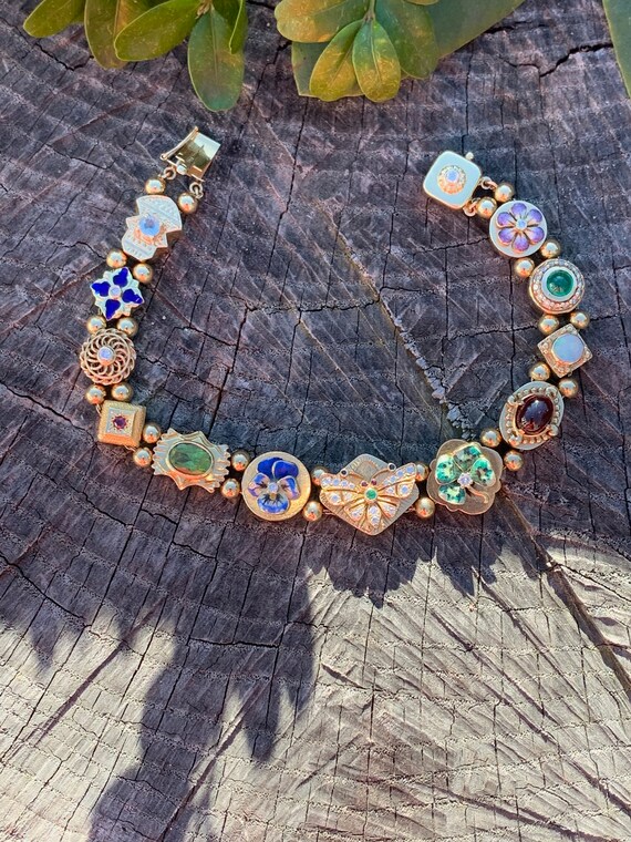 Vintage Slide Bracelet Gold Slide Bracelet Gold Charm Etsy