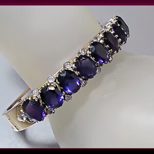 Amethyst Bangle, Amethyst Bracelet, Amethyst and Diamond Bangle image 2