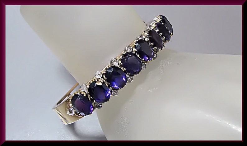 Amethyst Bangle, Amethyst Bracelet, Amethyst and Diamond Bangle image 2