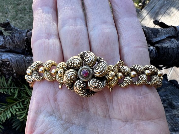Gold Victorian Bracelet, Victorian Ruby Bracelet,… - image 3