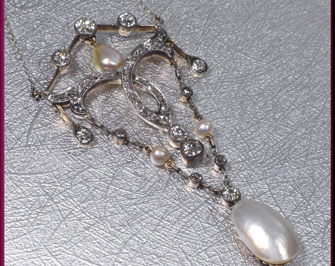 Victorian Diamond Necklace Chandelier Necklace Antique Necklace