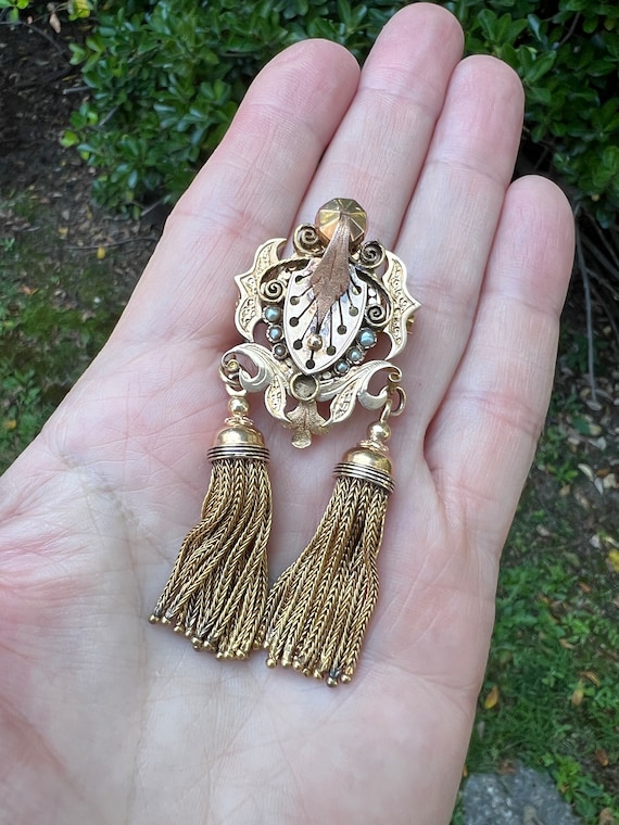 Victorian Fringe Pendant, Victorian Fringe Brooch, Victorian Fringe Pin View 4