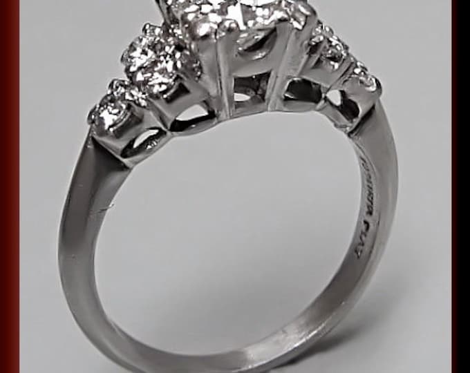 Antique Diamond Engagement Ring Vintage Diamond Engagement Ring Retro Engagement Ring Diamond Platinum Wedding Ring  ER 391S