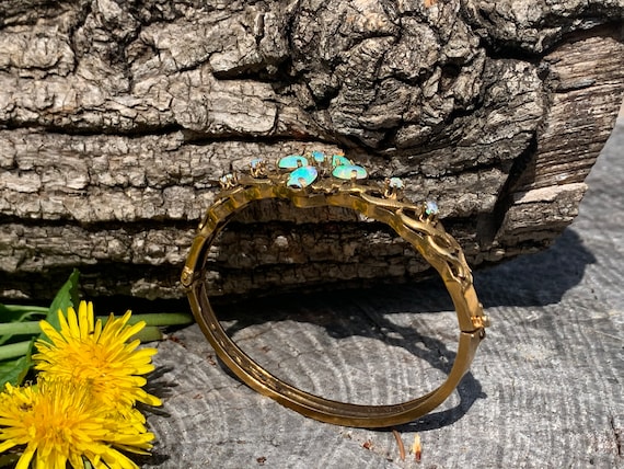 Opal  Bangle, Opal Bangle, Gold Opal Bangle, Opal… - image 5