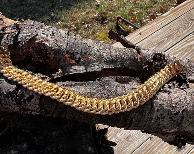 Wide Gold Bracelet, Chunky Gold Bracelet, Braided Link Bracelet, 1950s Gold Bracelet