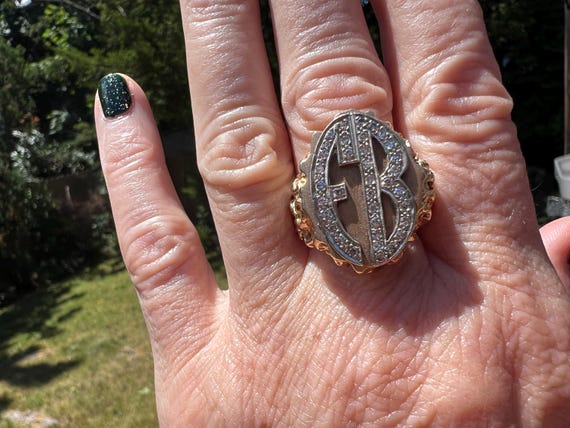 Diamond Initial Ring, Gold Initial Ring, Gold Sig… - image 8