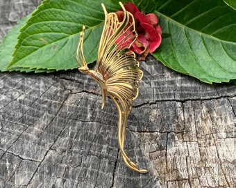 Gold Butterfly Brooch, Gold Butterfly Pin, Butterfly Pendant, Large Gold Butterfly