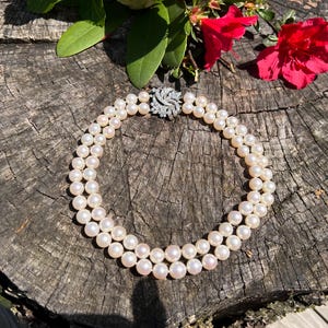 White Gold Pearl Choker, Diamond and Pearl Choker, Pearl Choker, Diamond Pearl Necklace