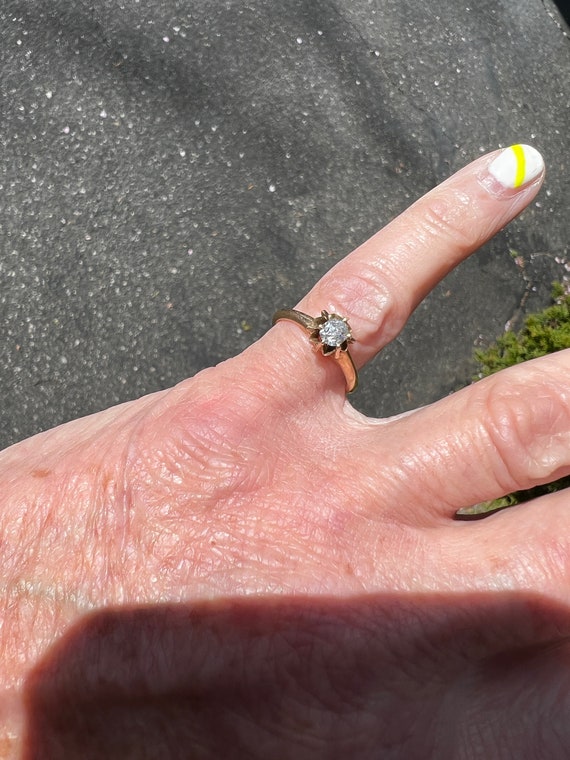 Victorian Engagement Ring, Yellow Gold Diamond En… - image 9
