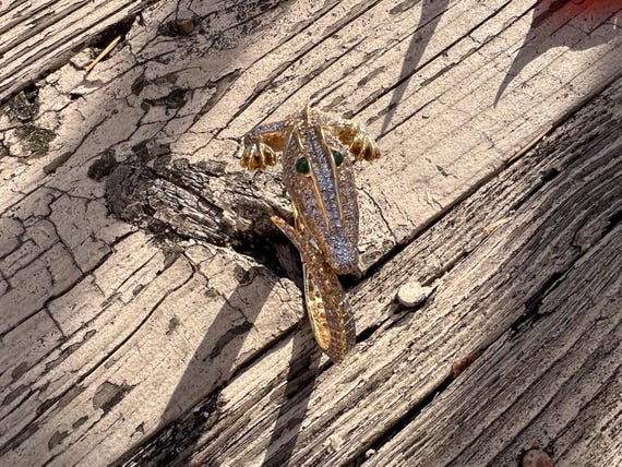 Vintage 18k Gold Diamond Alligator Bangle Bracele… - image 6