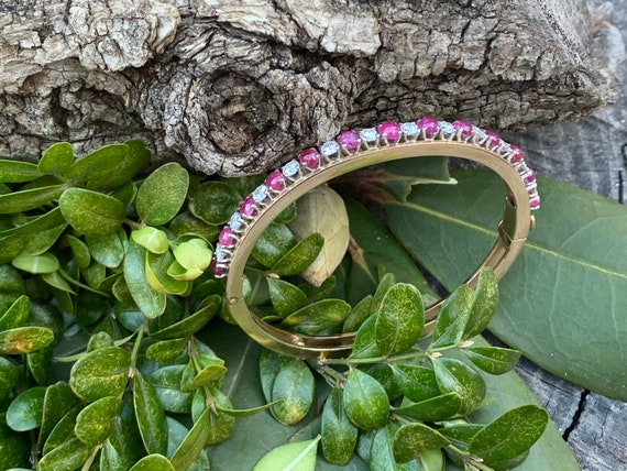 Ruby and Diamond Bangle, Ruby Bracelet, July Birt… - image 7