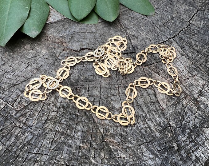 Chunky Gold Necklace, Circle Link Necklace, Long Gold Chain,  Circle Link Chain