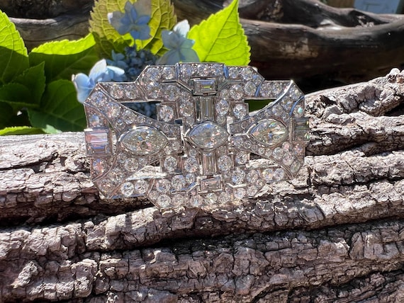 Art Deco Diamond Brooch, Deco Diamond Pin, Diamon… - image 2