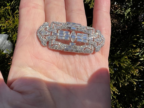 Art Deco Diamond Brooch, Deco Diamond Pin, Diamon… - image 4