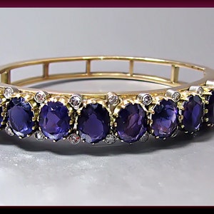 Amethyst Bangle, Amethyst Bracelet, Amethyst and Diamond Bangle image 1