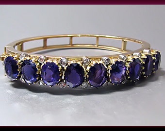 Amethyst Bangle, Amethyst Bracelet, Amethyst and Diamond Bangle
