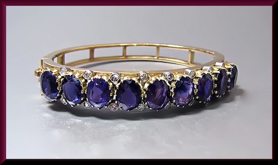 Amethyst Bangle, Amethyst Bracelet, Amethyst and … - image 1