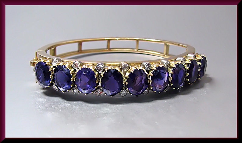 Amethyst Bangle, Amethyst Bracelet, Amethyst and Diamond Bangle image 1