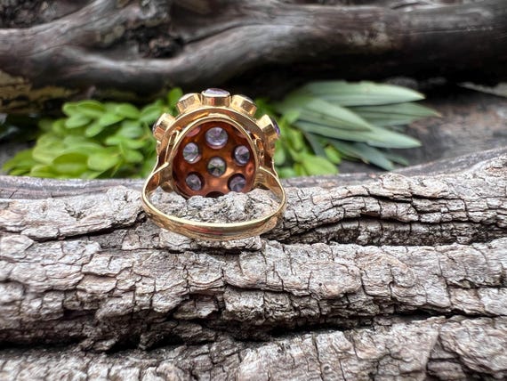 Vintage 18k Gold Amethyst Sputnik Cocktail Ring - image 10