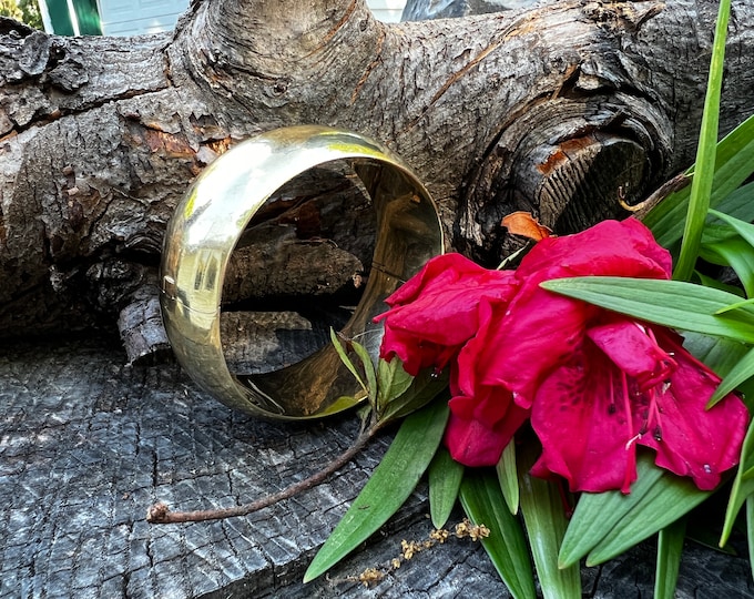 Vintage Gold Bangle, Wide Gold Bangle, 14K Yellow Gold Bangle, Wide Gold Cuff