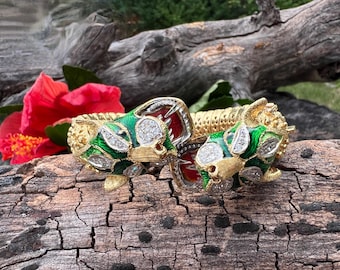 Gold Dragon Bracelet, Dragon Bangle, Double Dragon Bracelet, Dragon Head Bracelet