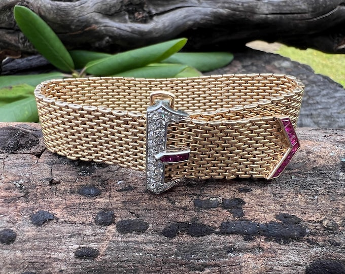 14k Gold Ruby Buckle Bracelet: Diamond Accent, Saks Fifth Ave