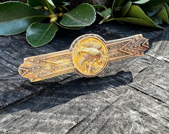 Victorian Gold Pin, Antique Gold Brooch, Victorian Gold Brooch, Hawk Brooch, Falcon Brooch, Bird Jewelry