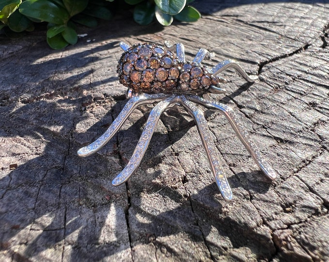 Gold Spider Pin, Diamond Spider Brooch, Spider Brooch, Diamond Spider Pin,  Spider Jewelry