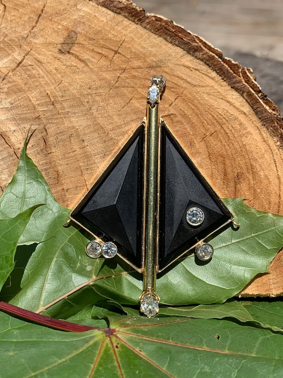 Onyx and Diamond Pendant, Large Onyx Pendant