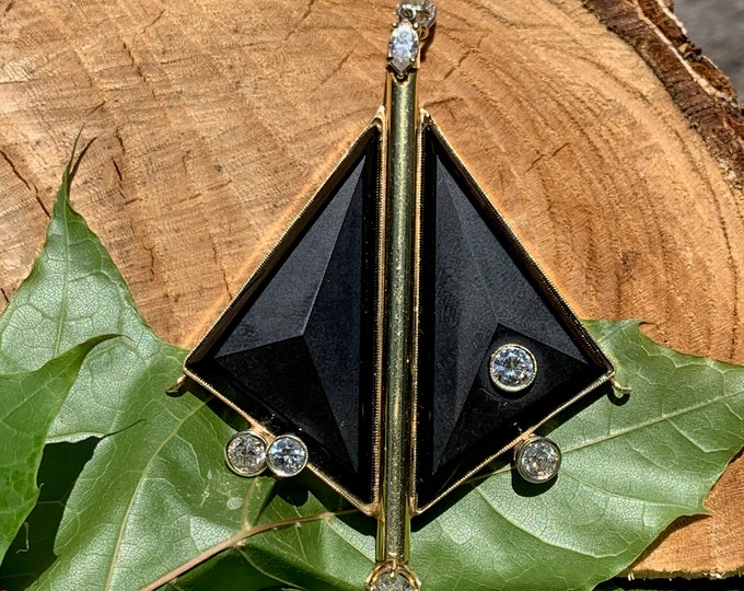 Onyx and Diamond Pendant, Large Onyx Pendant