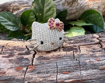 Diamond Cat Ring, Kitty Ring, Hello Kitty Ring, Hello Kitty Diamond Ring