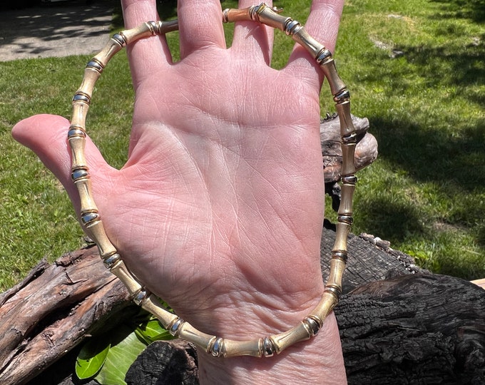 Gold Bamboo Necklace. Gold Bamboo Choker, Bamboo Necklace, Bamboo Choker