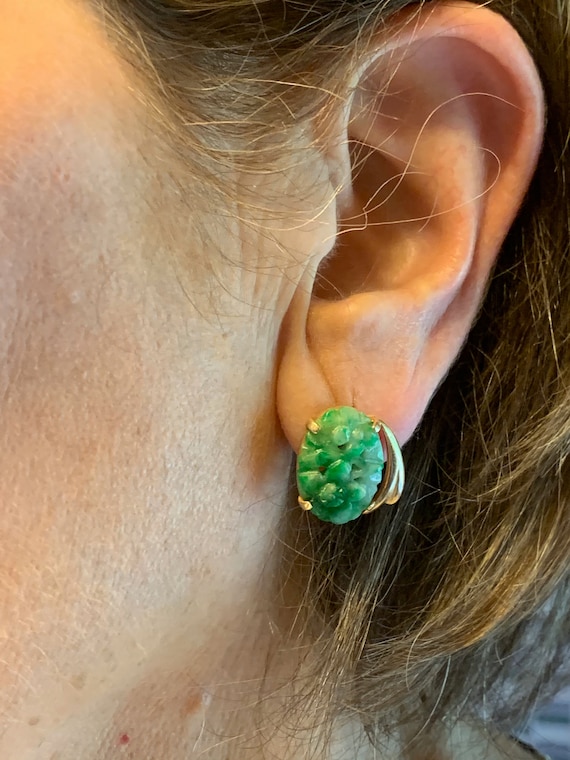 1970s Modernist Jade Earrings
