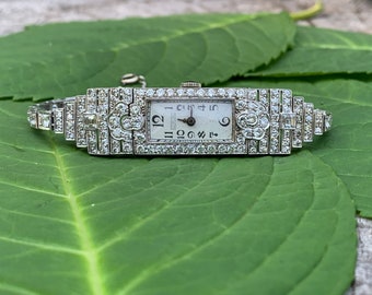Art Deco Watch, Art Deco Diamond Watch, Antique Watch, Platinum Watch, Antique Wrist Watch, Vintage Watch