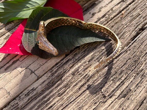 Vintage 18k Gold Diamond Alligator Bangle Bracele… - image 4