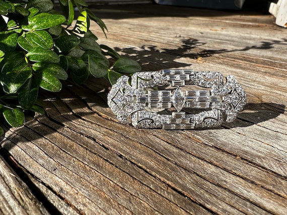 Art Deco Diamond Brooch, Deco Diamond Pin, Diamon… - image 9