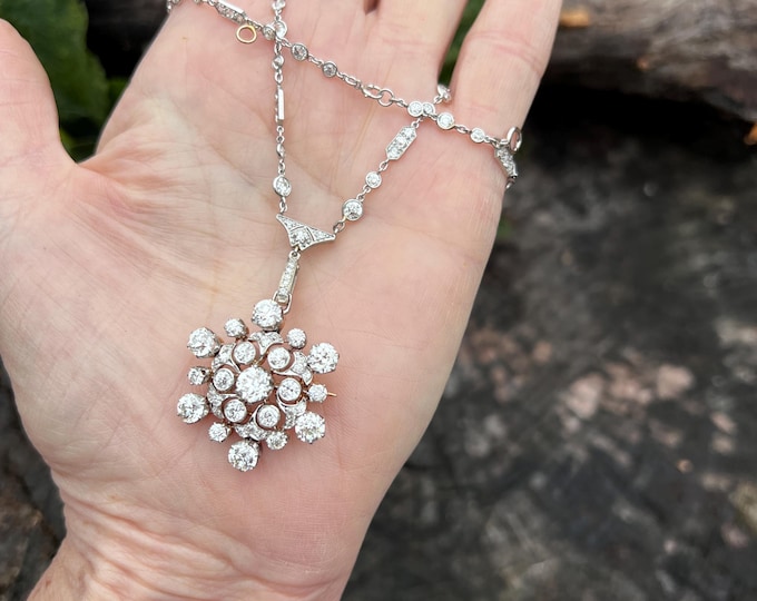 Art Deco Diamond Pendant, Deco Diamond Brooch, Art Deco Pendant,  1920s Diamond Brooch