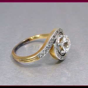 Antique Diamond Engagement Ring Edwardian Engagement Ring with Old European Cut Diamond Platinum and 14K Yellow Gold Wedding Ring - ER 526S image 5