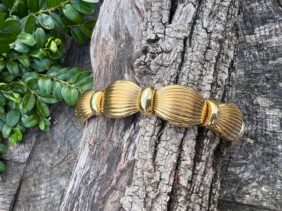 Wide Gold Bracelet, Chunky Wide Gold Bracelet, 19… - image 1