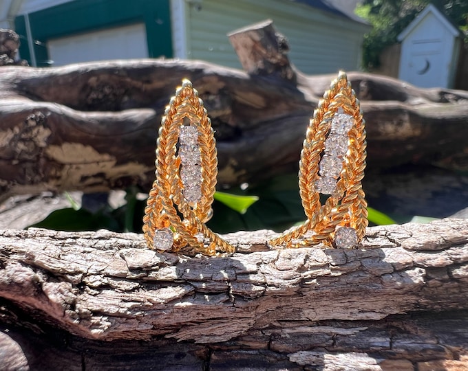 Diamond Cluster Earrings, Bridal Earrings, Diamond Studs, Wedding Jewelry, April birthstone, Bridal Jewelry