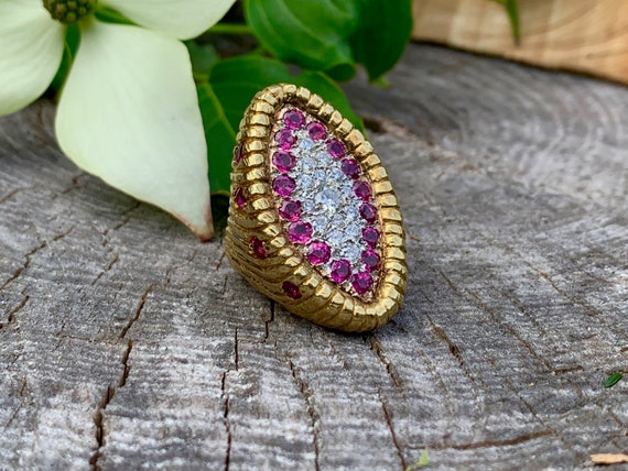 Diamond Cocktail Ring, Ruby Cocktail Ring, Vintage