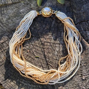 Gold Pearl Choker, Diamond and Pearl Pendant, Pearl Pendant, Diamond and Pearl Necklace