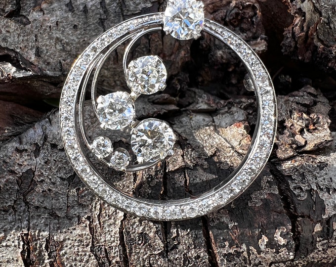 Art Deco Circle Brooch, Deco Circle Pin,  Diamond Circle, Art Deco Brooch, Diamond Deco Pin