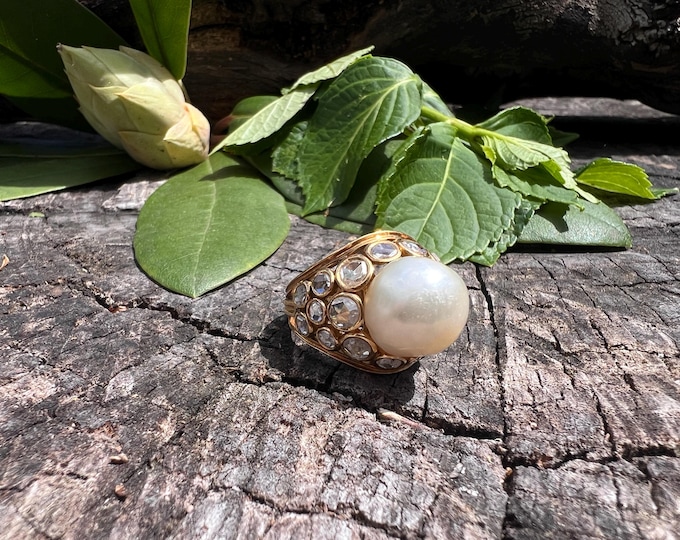 Large Pearl Ring, Mabe Pearl Ring, Pearl Statement Ring